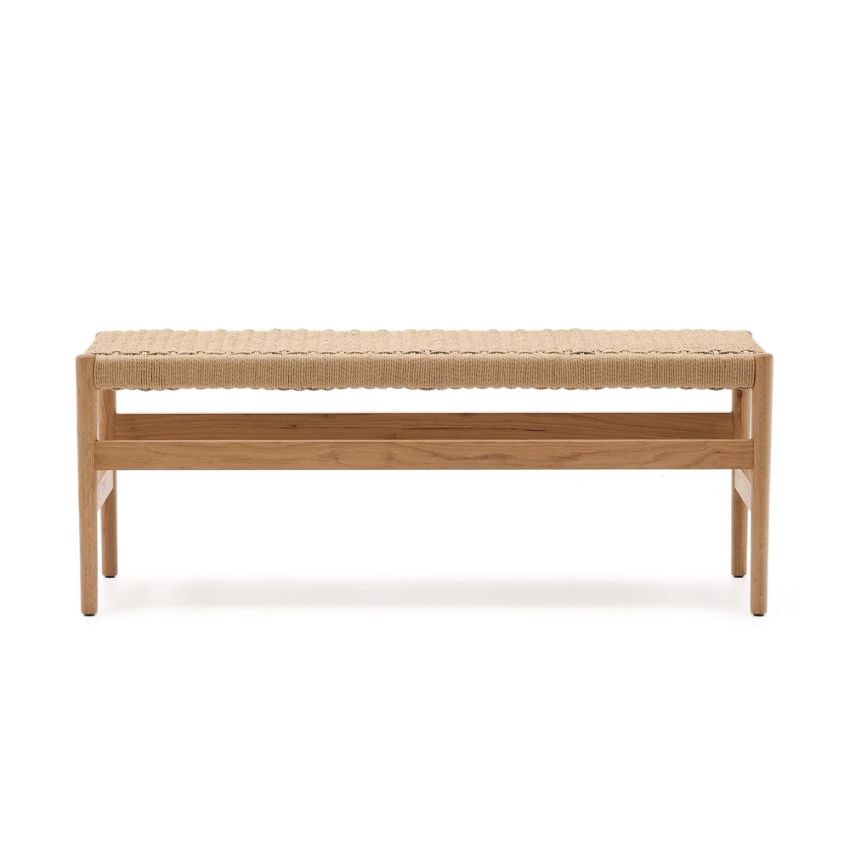 Ontdek het Kave Home Zaide bankje met massief eikenhout en handgevlochten papiertouw. Ambachtelijk, stijlvol en natuurlijk voor elke ruimte in huis.
